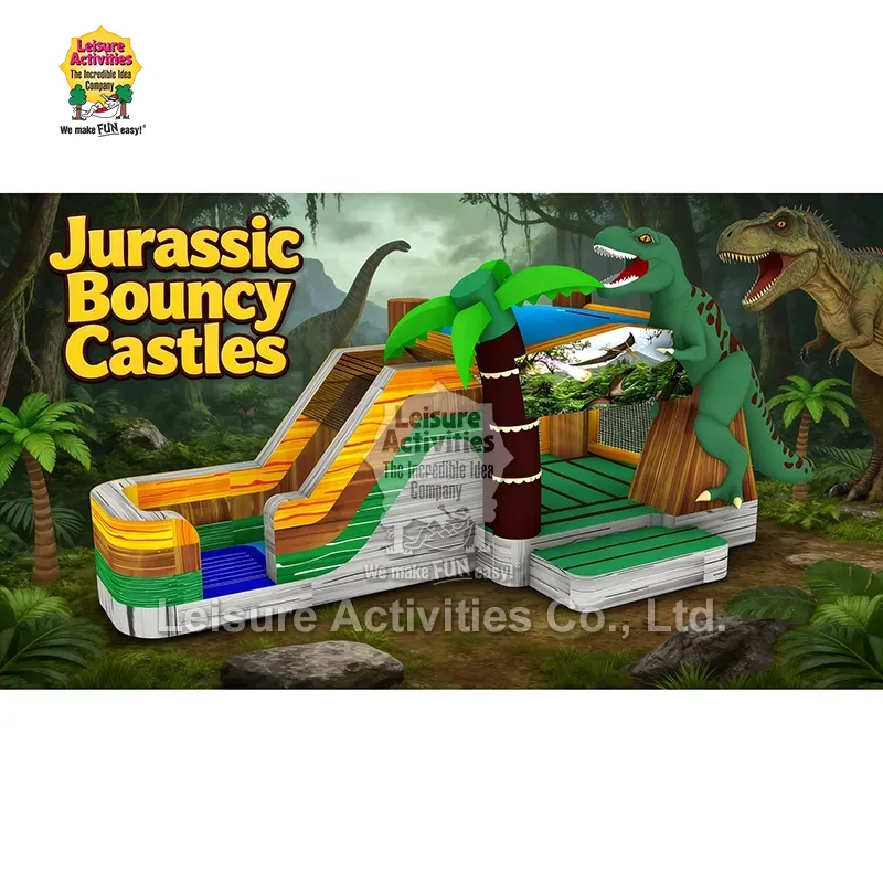 Itin pripučiamos kelių žaidimų Jurassic Bouncy pilis
